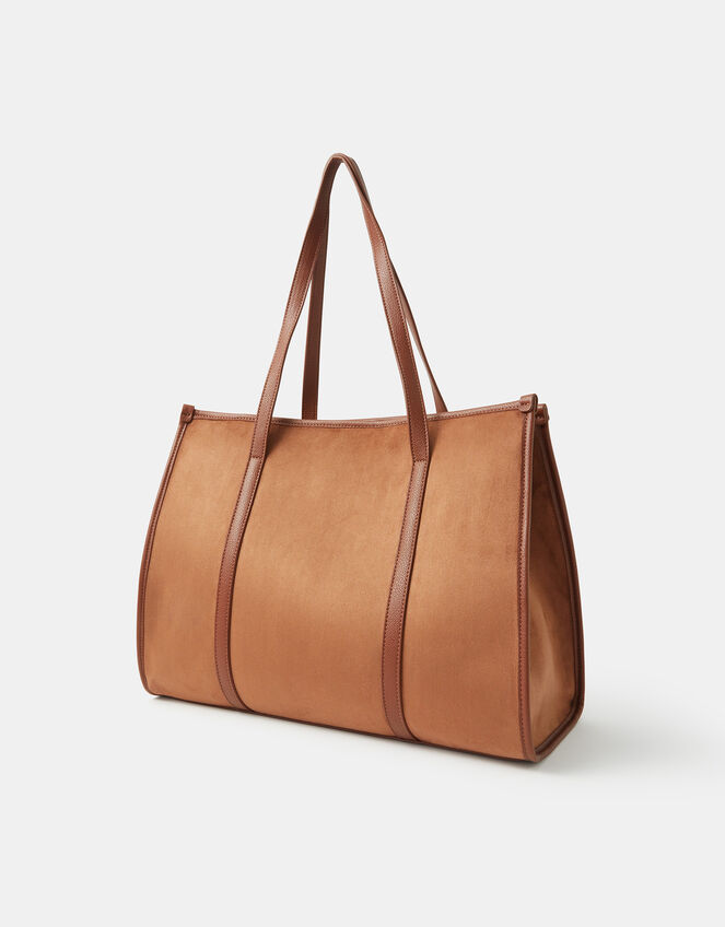 Buckle Strap Suedette Shoulder Bag, Tan (TAN), large