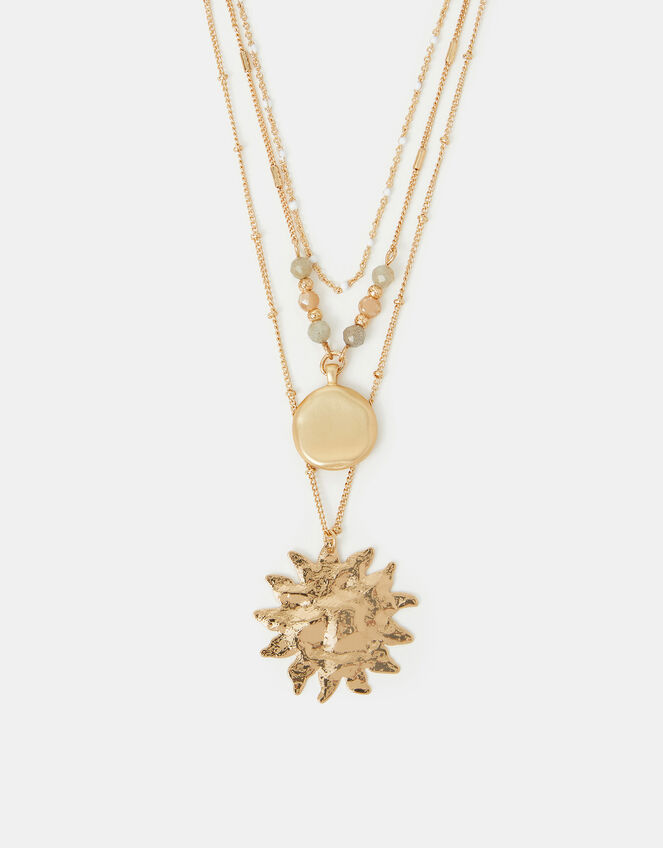 Sun Pendant Layered Necklace, , large