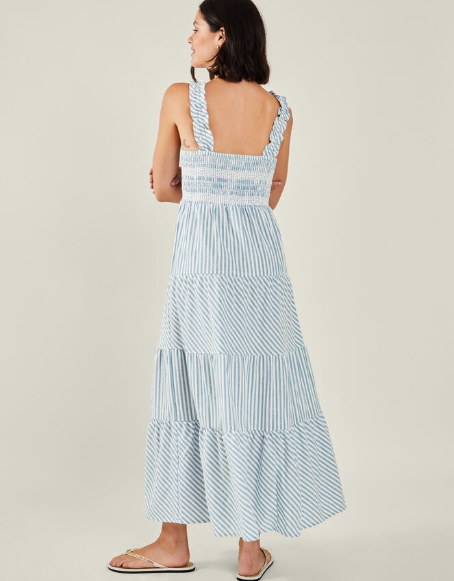 Stripe Tiered Maxi Dress, Blue (BLUE), large