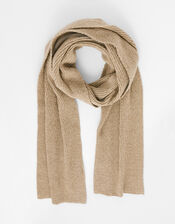 Plain Knit Scarf in Wool Blend, Camel (CAMEL), large