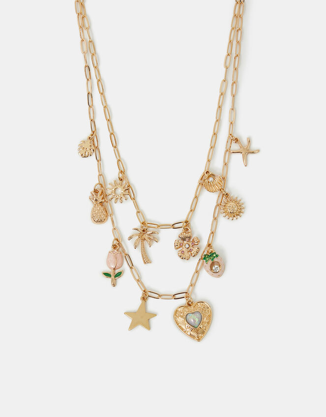 Tropical Charm Layered Necklace Gold, , large