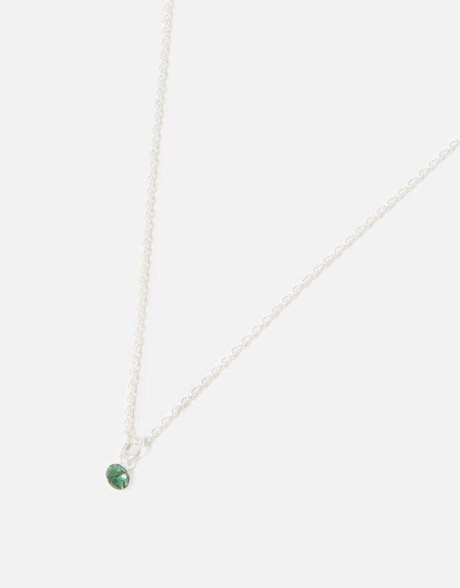 Sterling Silver Crystal Pendant Necklace, , large