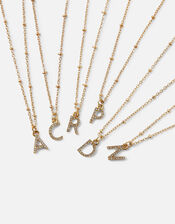 Initial Sparkle Pendant Necklace, White (CRYSTAL), large
