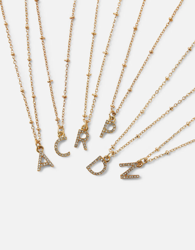 Initial Sparkle Pendant Necklace, White (CRYSTAL), large