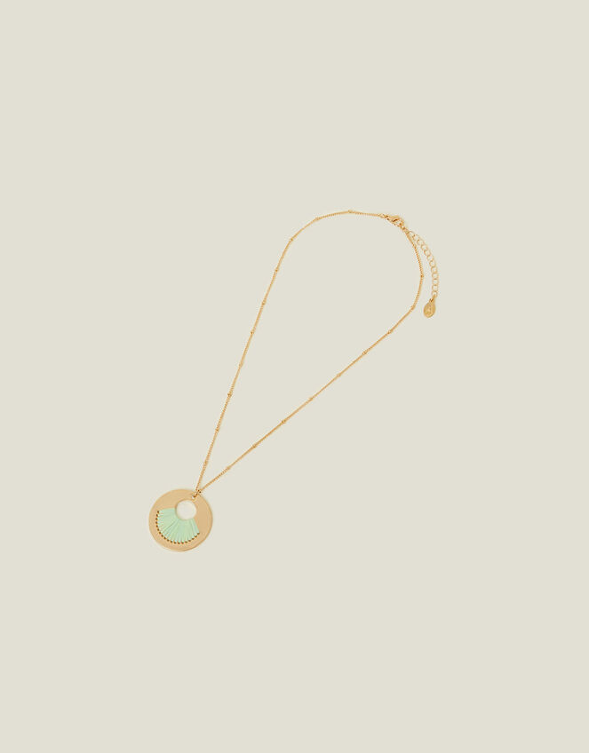 Raffia Inlay Circle Necklace, , large