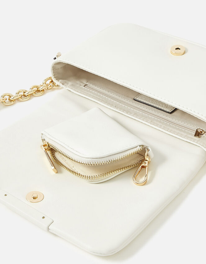 Charli Chain Cross-Body Bag, White (WHITE), large