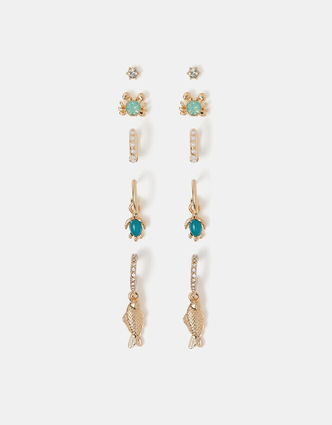 5-Pack Fish Stud & Hoop Earrings, , large