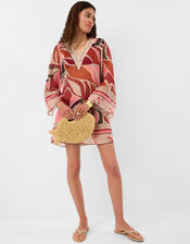 Abstract Chiffon Mini Kaftan , Multi (MULTI), large
