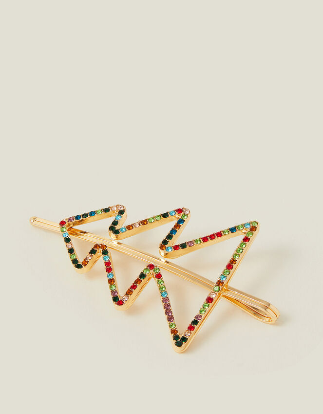 Gemstone Christmas Tree Hair Clip, , large
