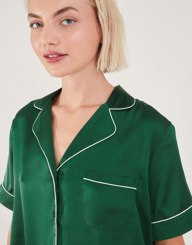 Satin Short Pyjama Set, Green (GREEN), large