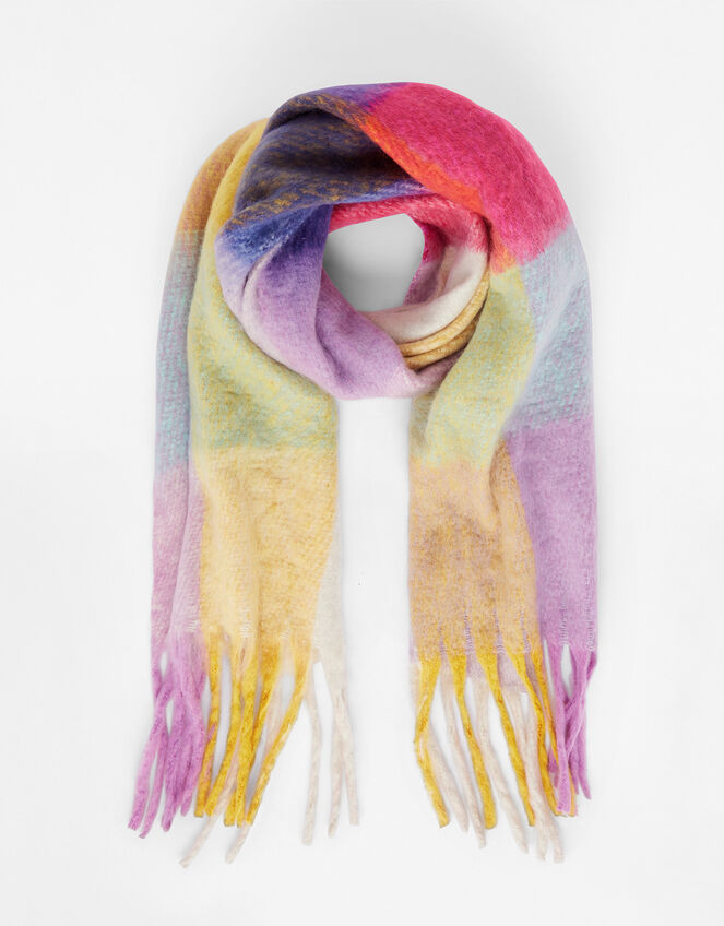 Super-Fluffy Colour-Block Scarf, , large
