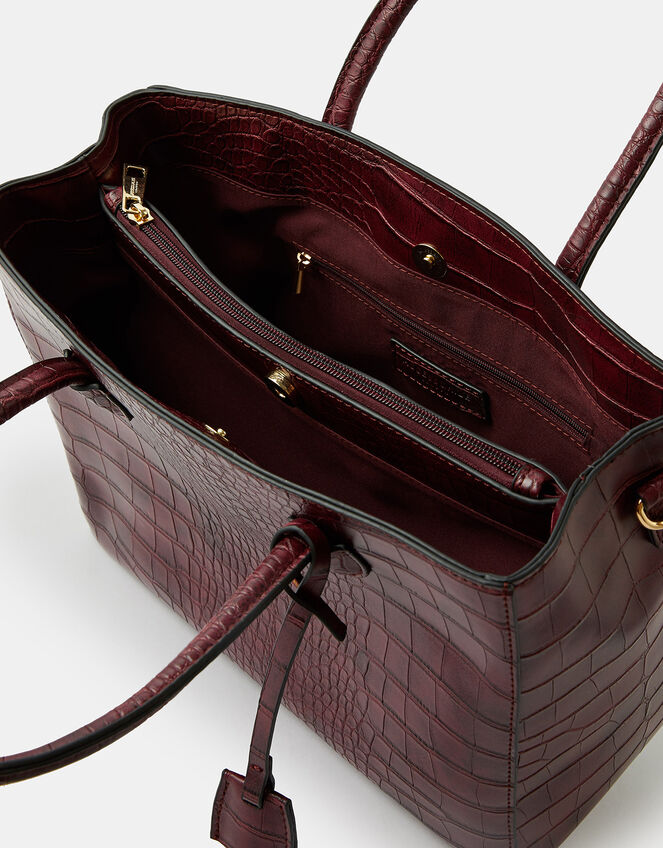 Gemma Croc Bag, Red (BURGUNDY), large
