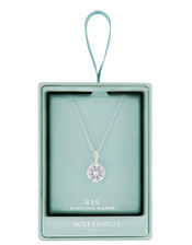 Sterling Silver Round Cut Solitaire Necklace, , large