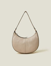 Leather Scoop Shoulder Bag, Nude (NUDE), large