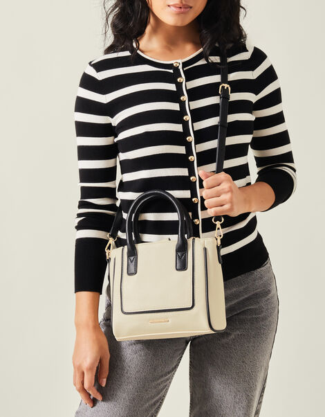 Two-Tone Faux Leather Handbag, , large