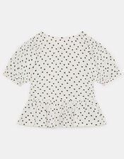 Girls Polka Dot Top, White (WHITE), large