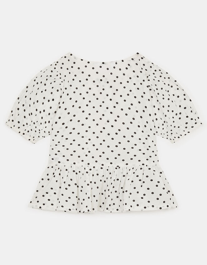 Girls Polka Dot Top, White (WHITE), large