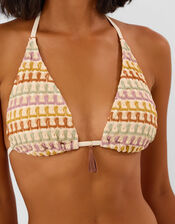 Crochet Tassel Triangle Bikini Top, Multi (MULTI), large