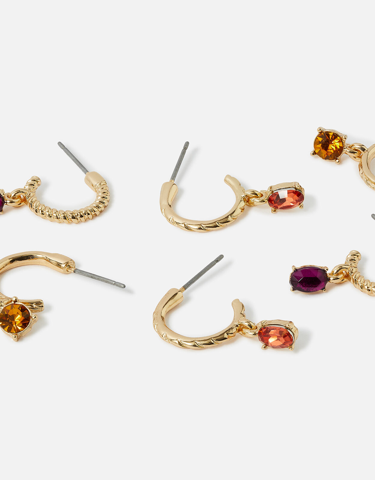 Amber Crystal Hoop Earrings Set of 