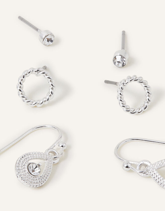 Crystal Drop Earrings Set of Three, , large