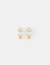 Stainless Steel Stone Hoop Earrings, , large