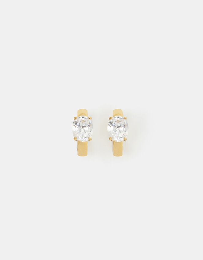 Stainless Steel Stone Hoop Earrings, , large