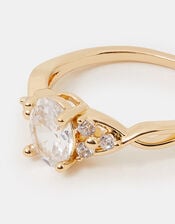 Cubic Zirconia Twist Engagement Ring, Gold (GOLD), large
