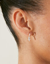 Sterling Silver Mixed Stone Charm Hoops, , large