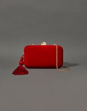 Velvet Hardcase Clutch Bag, Red (RED), large
