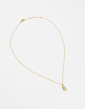 Gold Vermeil Initial Pendant Necklace - R, , large