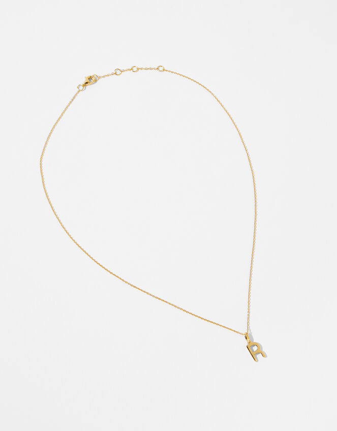 Gold Vermeil Initial Pendant Necklace - R, , large