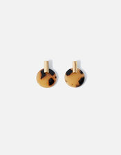 Resin Disc Stud Earrings, Brown (TORT), large