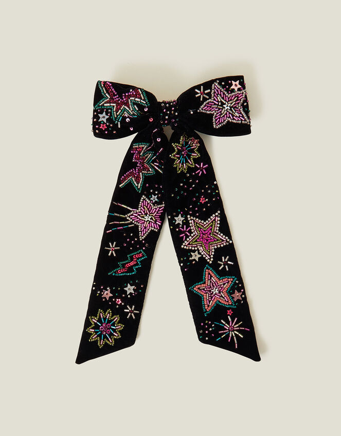 Large Beaded Star Hair Bow, , large