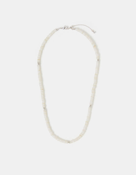 Sterling Silver-Plated Shell Beaded Necklace, , large