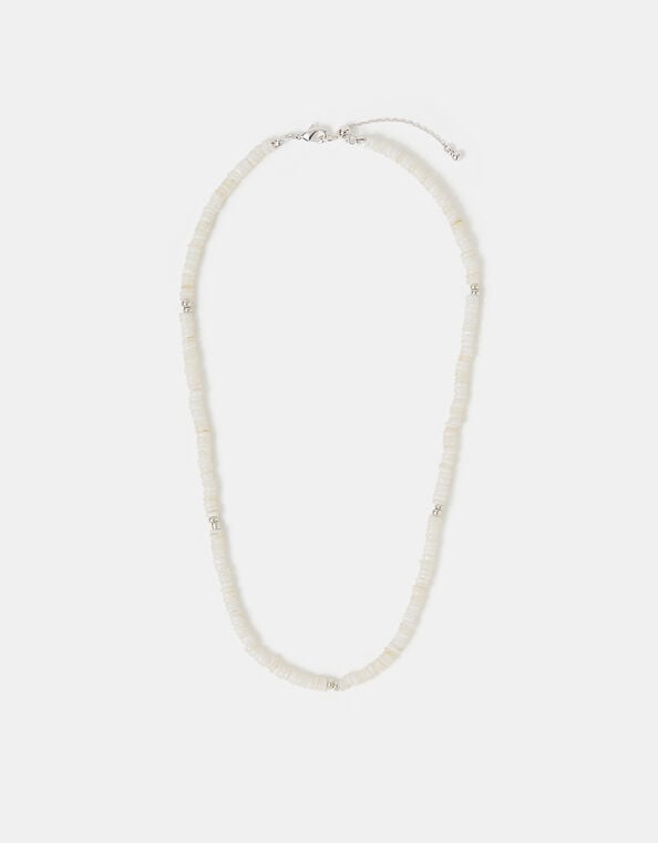 Sterling Silver-Plated Shell Beaded Necklace, , large