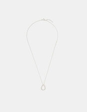 Sterling Silver Pavé Teardrop Pendant Necklace, , large