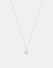 Sterling Silver Mother of Pearl Clover Pendant Necklace, , large