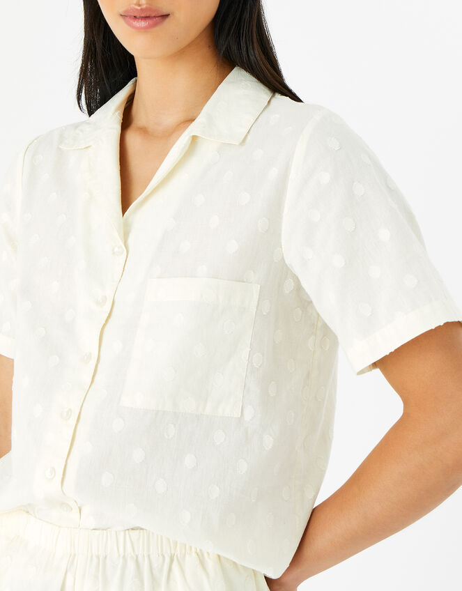 Dobby Button Down Pyjama Set, Ivory (IVORY), large