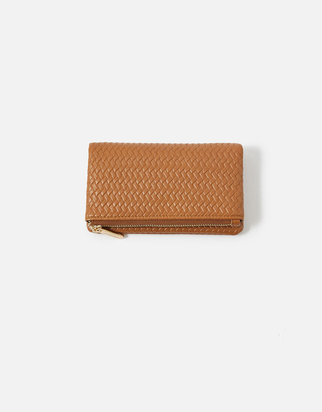 Weave Zip Coin Purse , Tan (TAN), large