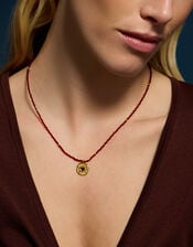 14ct Gold-Plated Bead Heart Coin Pendant Necklace, , large