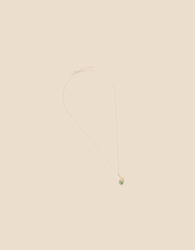 Recycled Sterling Silver Aventurine Leaf Pendant Necklace, , large