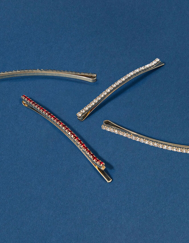 Long Diamanté Hair Slides 4 Pack Hair clips Accessorize UK