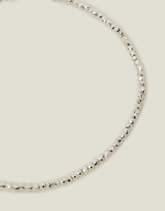Sterling Silver-Plated Beaded Anklet, , large