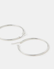 Sterling Silver-Plated Hoop Earrings, , large