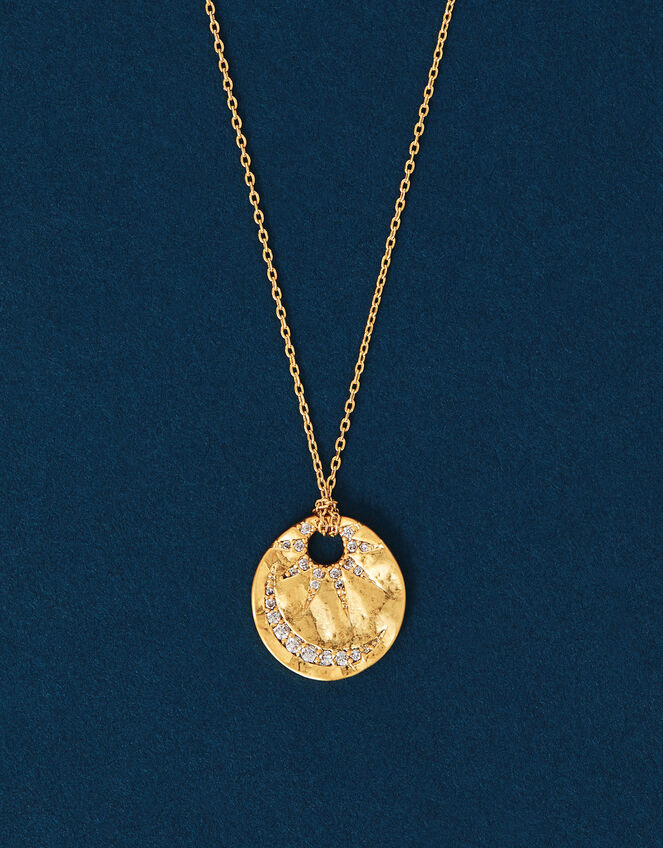 14ct Gold-Plated Celestial Diamante Pendant Necklace, , large