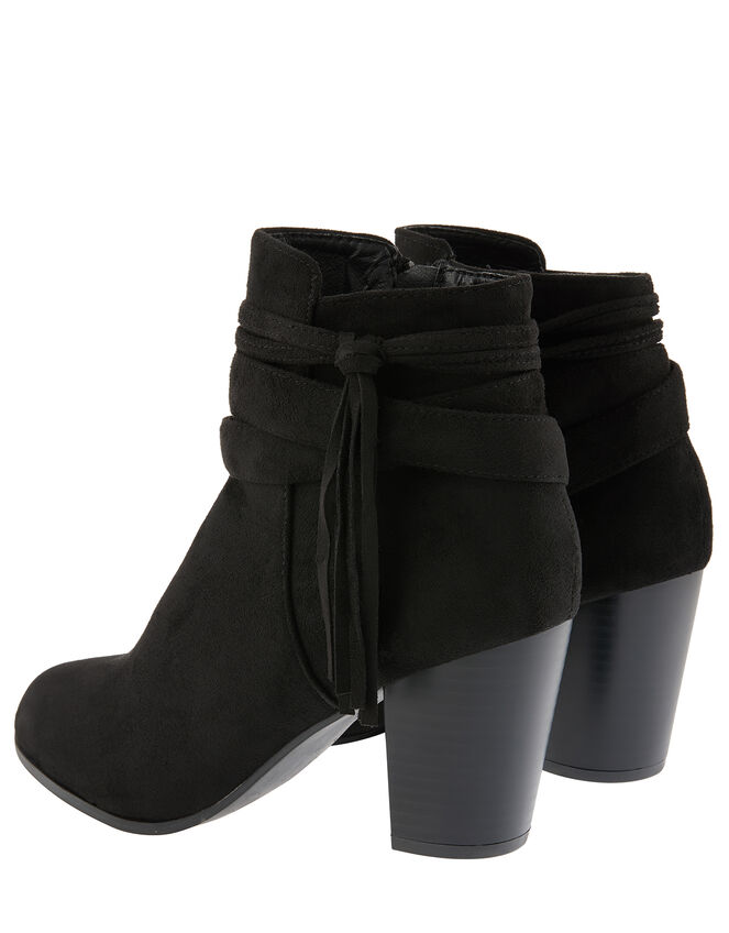 Heeled Tassel Ankle Boots, Black (BLACK), large