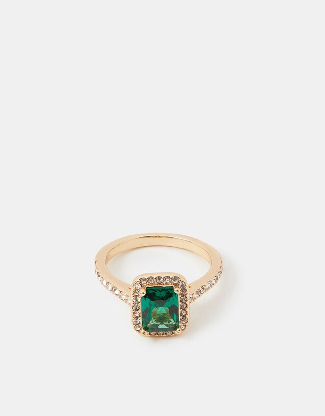 Square Cubic Zirconia Halo Ring, Gold (GOLD), large