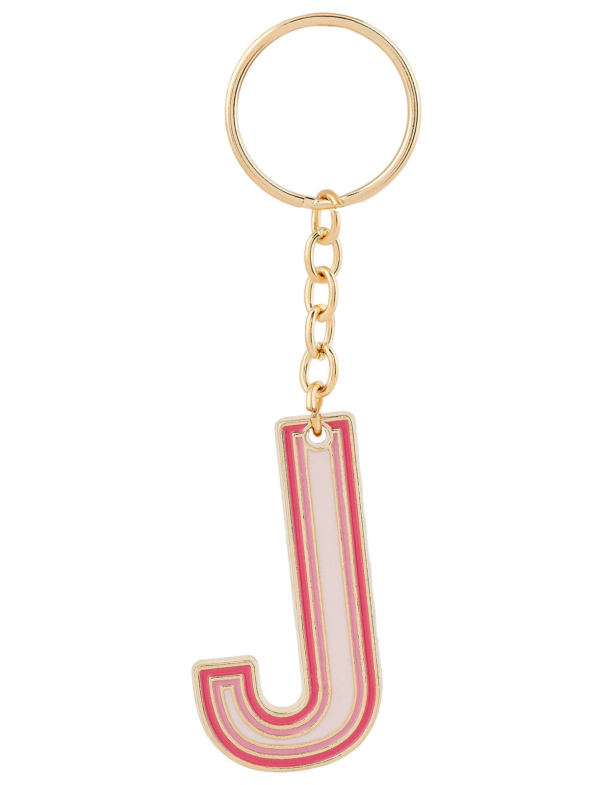 Enamel Metal Initial Keyring J