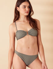 Jacquard Pattern Bandeau Bikini Top, Green (KHAKI), large