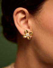 Stainless Steel Flower Stud Earrings, , large